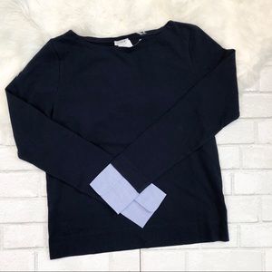 J Crew Navy long sleeve boatneck top